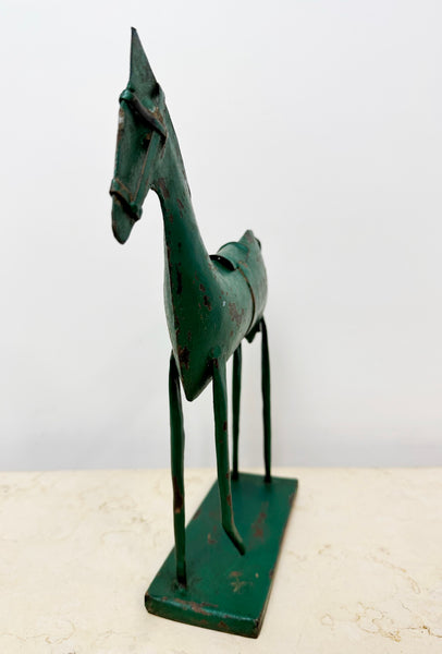 Vintage Rustic Metal Green Horse Decor | eXibit collectionVintage Rustic Metal Green Horse Decor | eXibit collection