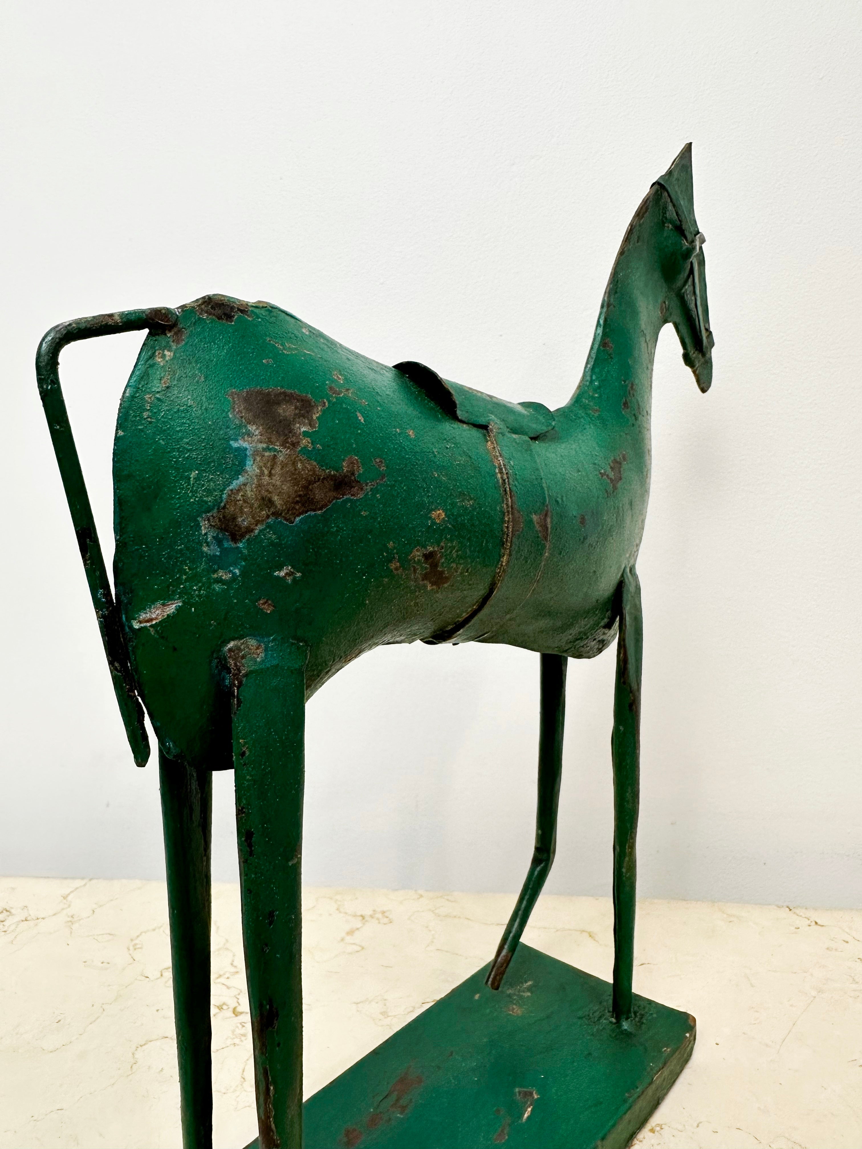 Vintage Rustic Metal Green Horse Decor | eXibit collection