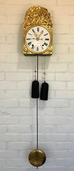 Antique Comtoise / Morbier French Pendulum Bell Strike Wall Clock | eXibit collection