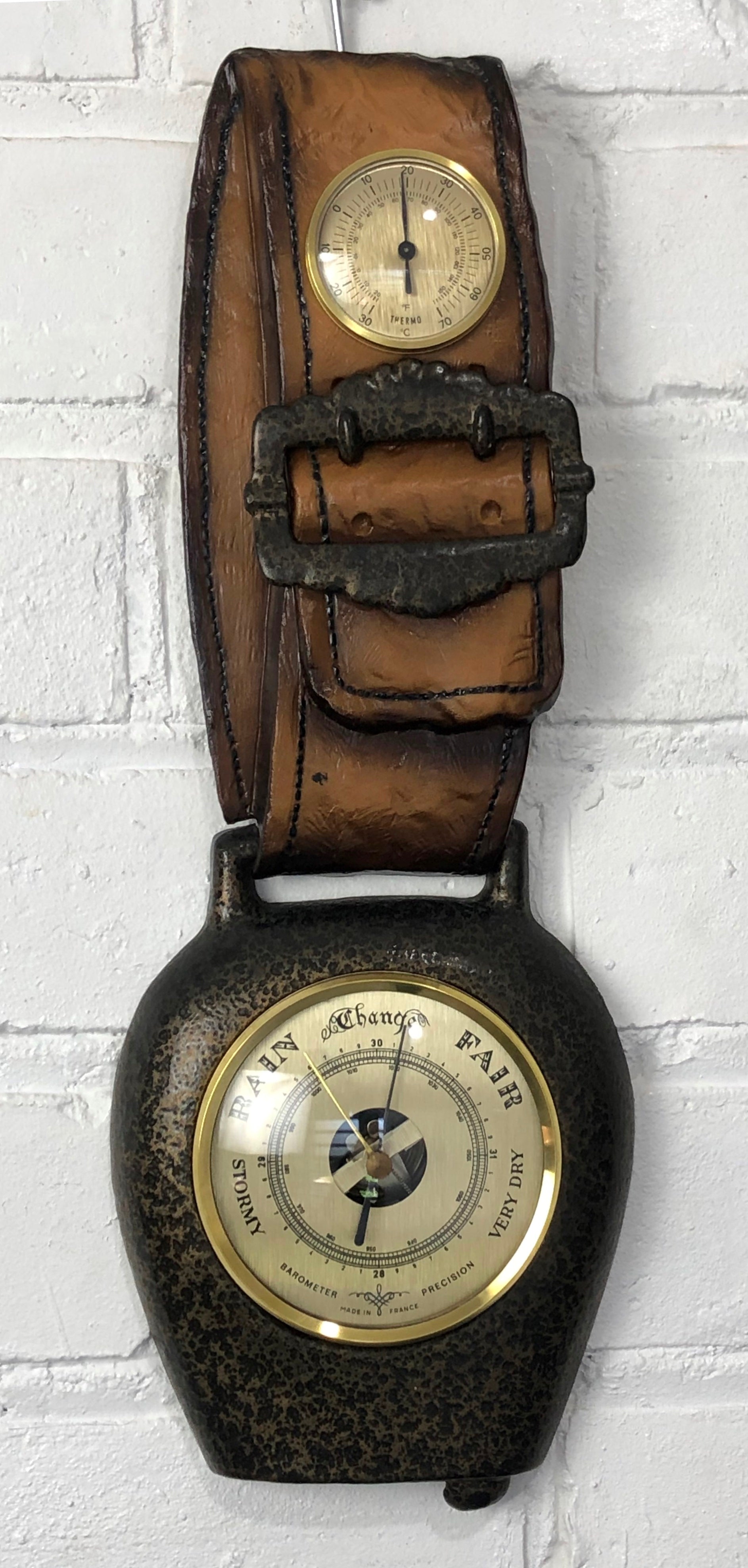 Vintage Cow Bell French Wall Barometer & Thermometer | eXibit collection