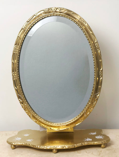 Vintage Ornate Wooden Vanity Gold Dressing Mirror | eXibit collection