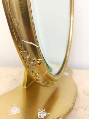 Vintage Ornate Wooden Vanity Gold Dressing Mirror | eXibit collection
