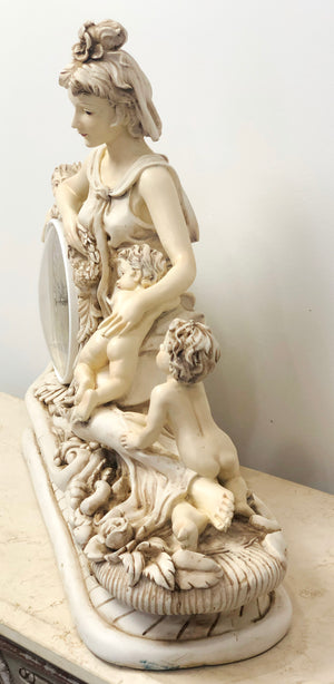 Vintage Lady with Cherubs / Cupids Battery Mantel Clock | eXibit collection