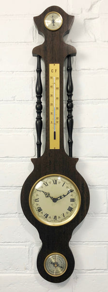 Vintage Banjo Style German Wall Clock with Thermometer | eXibit collection