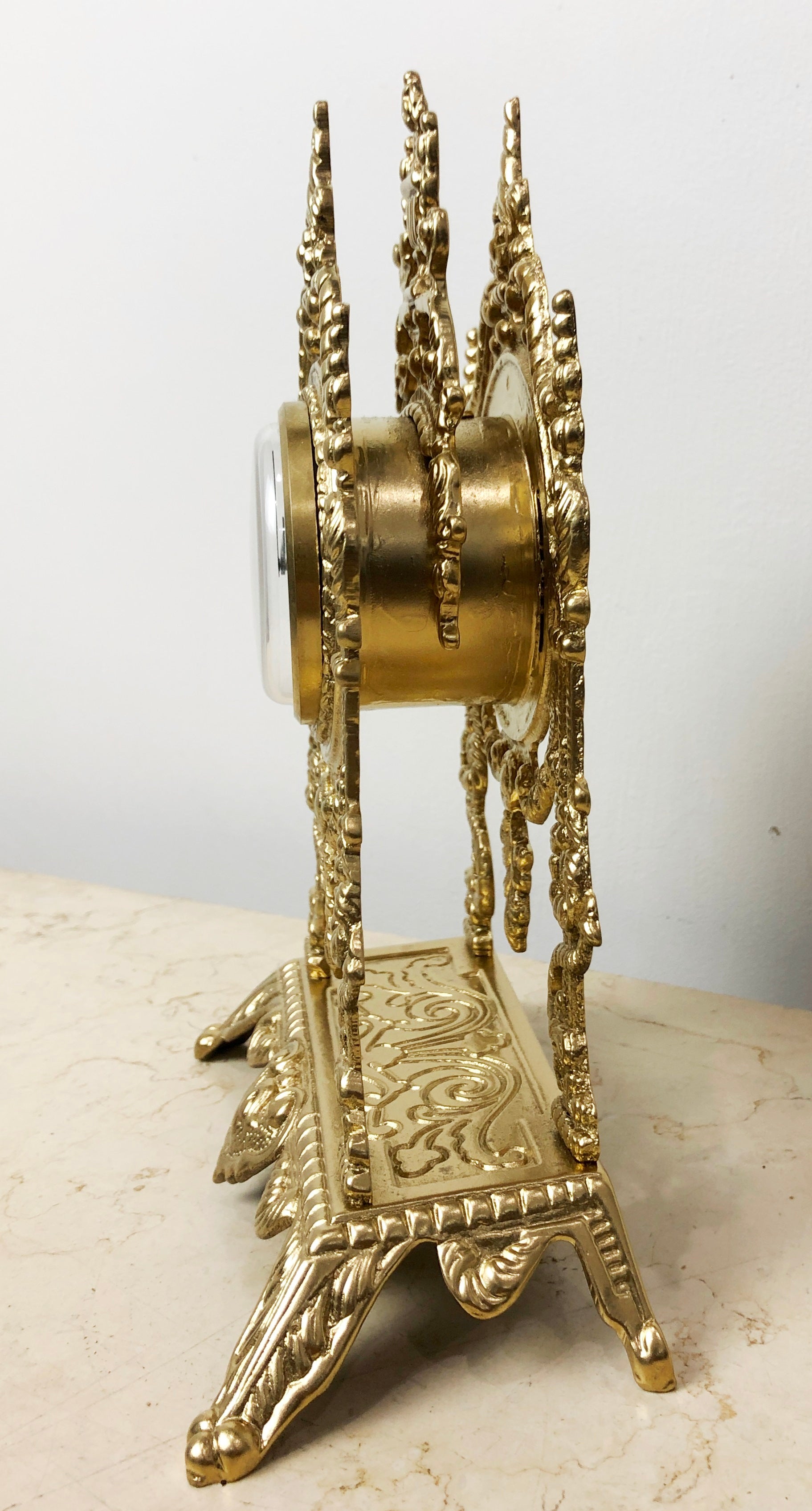 Vintage Figural Ornate Brass GERMAN Mantel Clock | eXibit collection