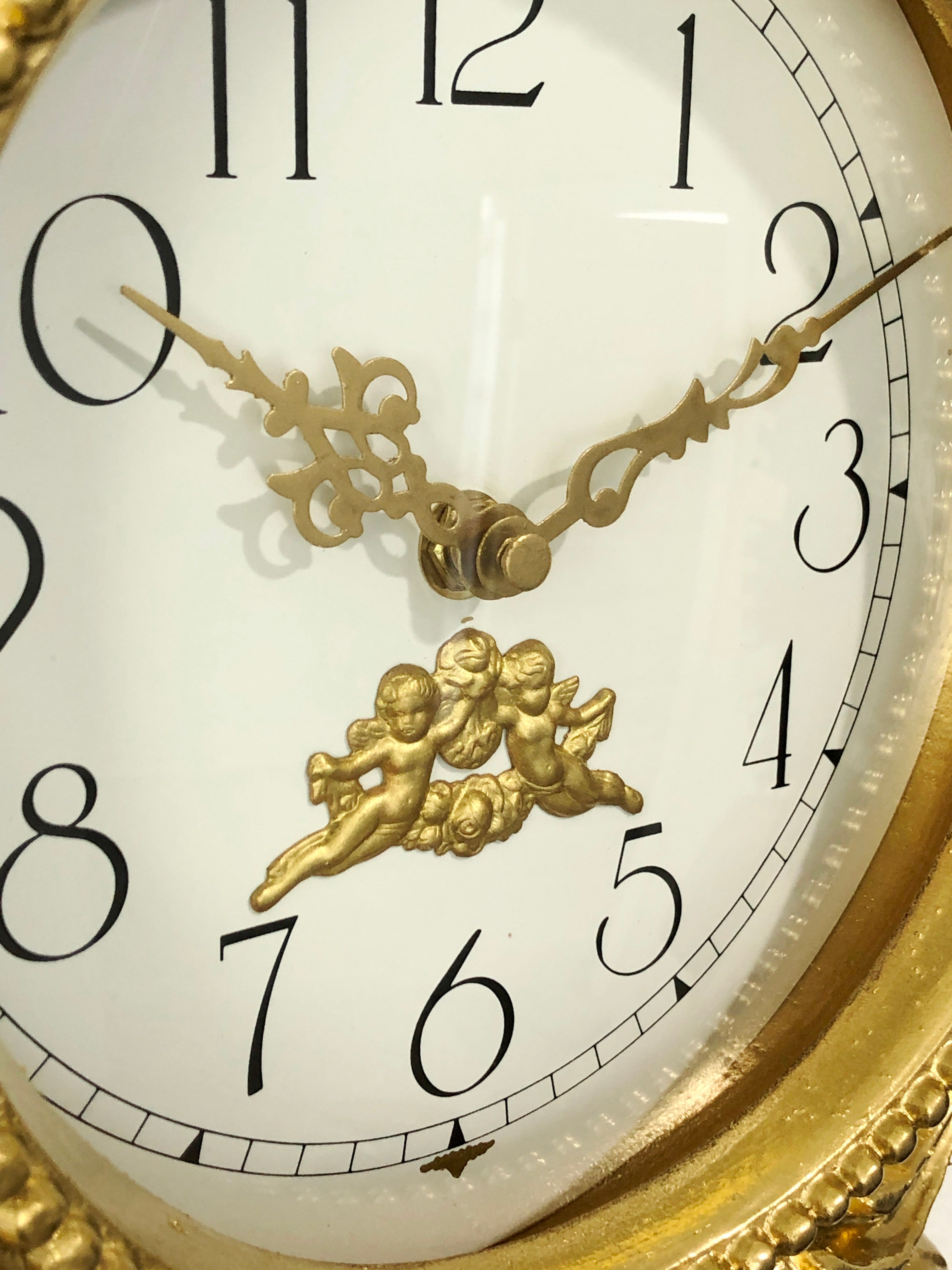 Vintage Figural Gold Pendulum Battery Wall Clock | eXibit collection