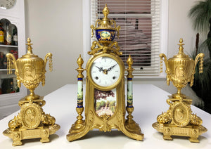 Vintage Franz Hermle Imperial Garniture BIM BAM Chime Mantel Clock Set | eXibit collection