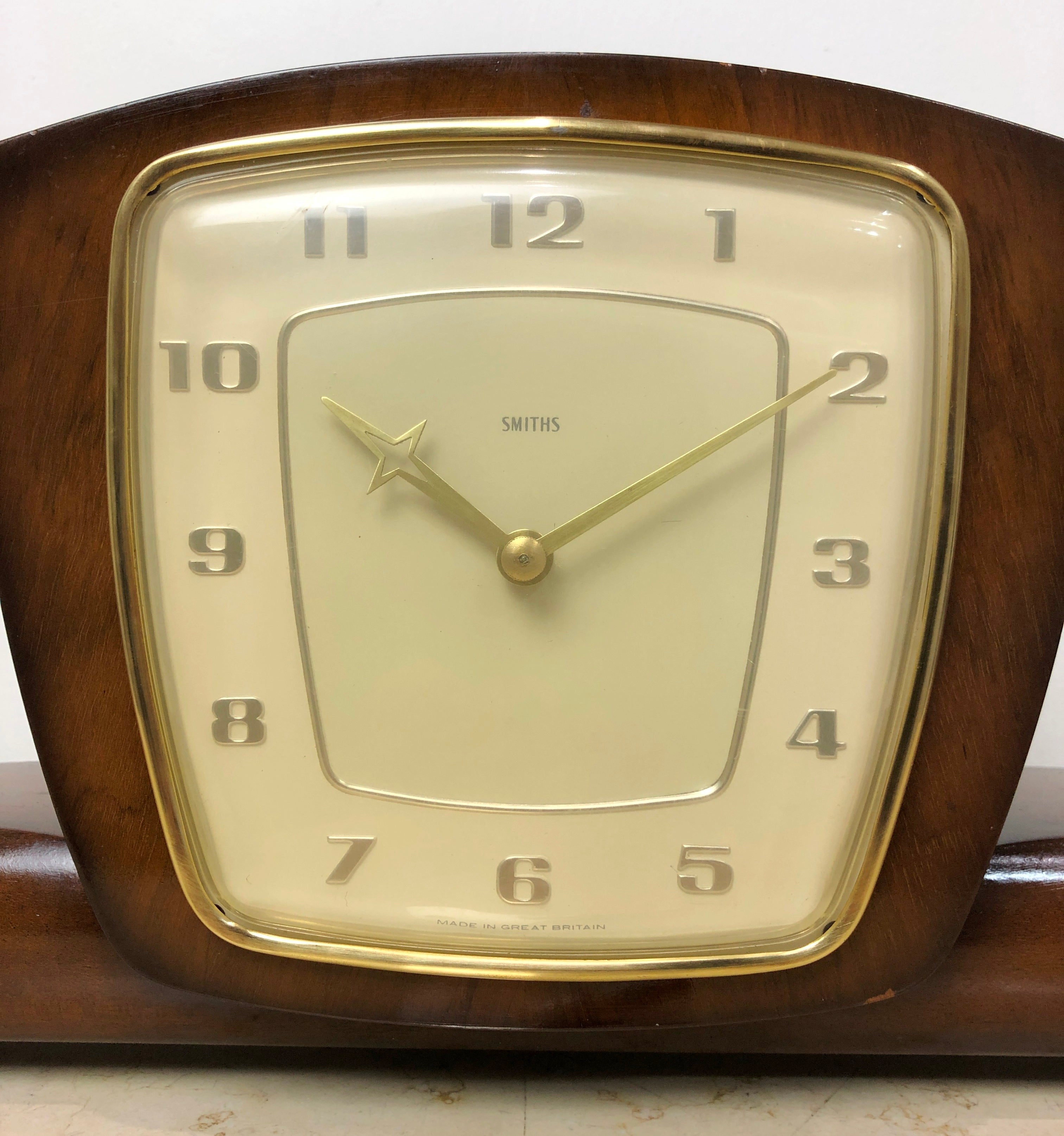 Vintage Smiths Great Britain Hammer on Coil Chime Mantel Clock | eXibit collection