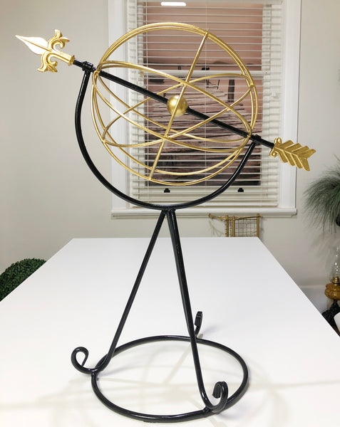 Vintage Cast Iron Astrolabe Globe Armillary Sphere with Arrow | eXibit collection