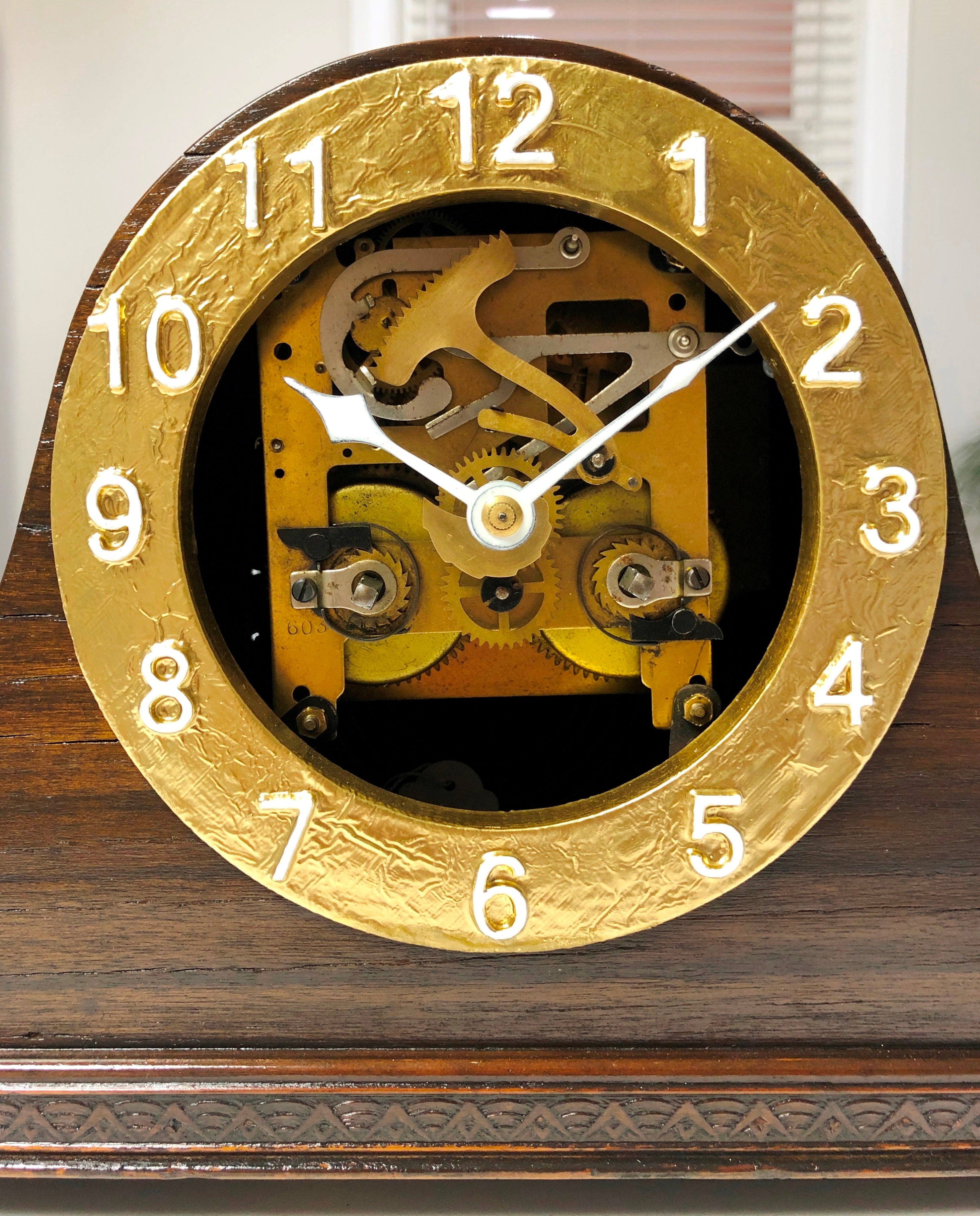 Vintage FMS Napoleon German Chime Skeleton Mantel Clock | eXibit collection