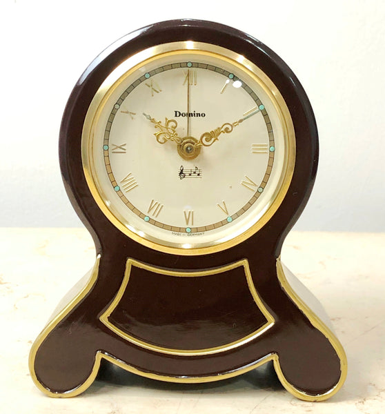 Vintage DOMINO Alarm Musical Melody Mantel Desk Clock | eXibit collection