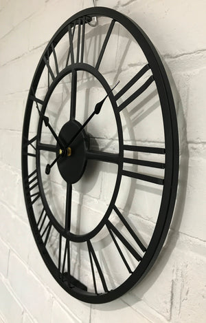 Vintage ROUND Skeleton Metal Battery Wall Clock  | eXibit collection