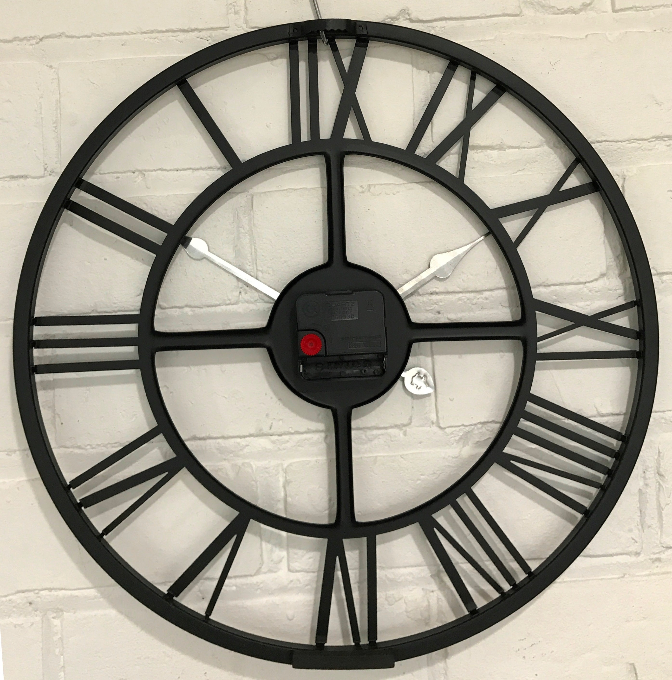 Vintage ROUND Skeleton Metal Battery Wall Clock  | eXibit collection
