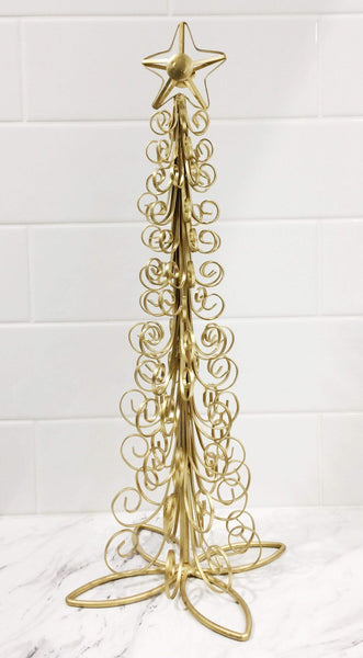 Gold Metal Christmas Tree Table Stand Decoration | eXibit collection