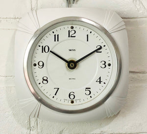Vintage White Bakelite Smiths Sectric Kitchen Wall Clock | eXibit collection