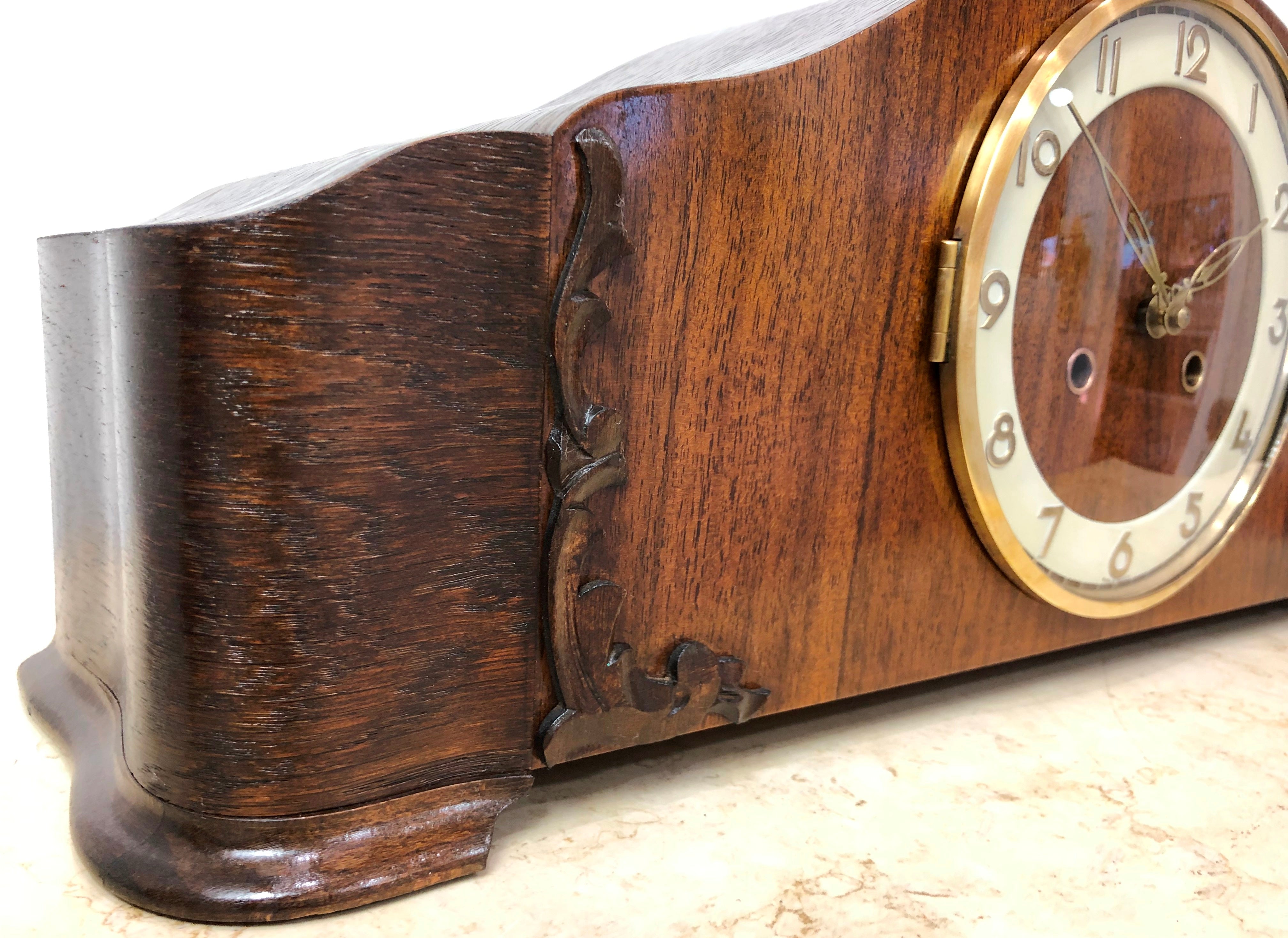 Vintage Wide Case Bim Bam Chime German Mantle Clock | eXibit collection