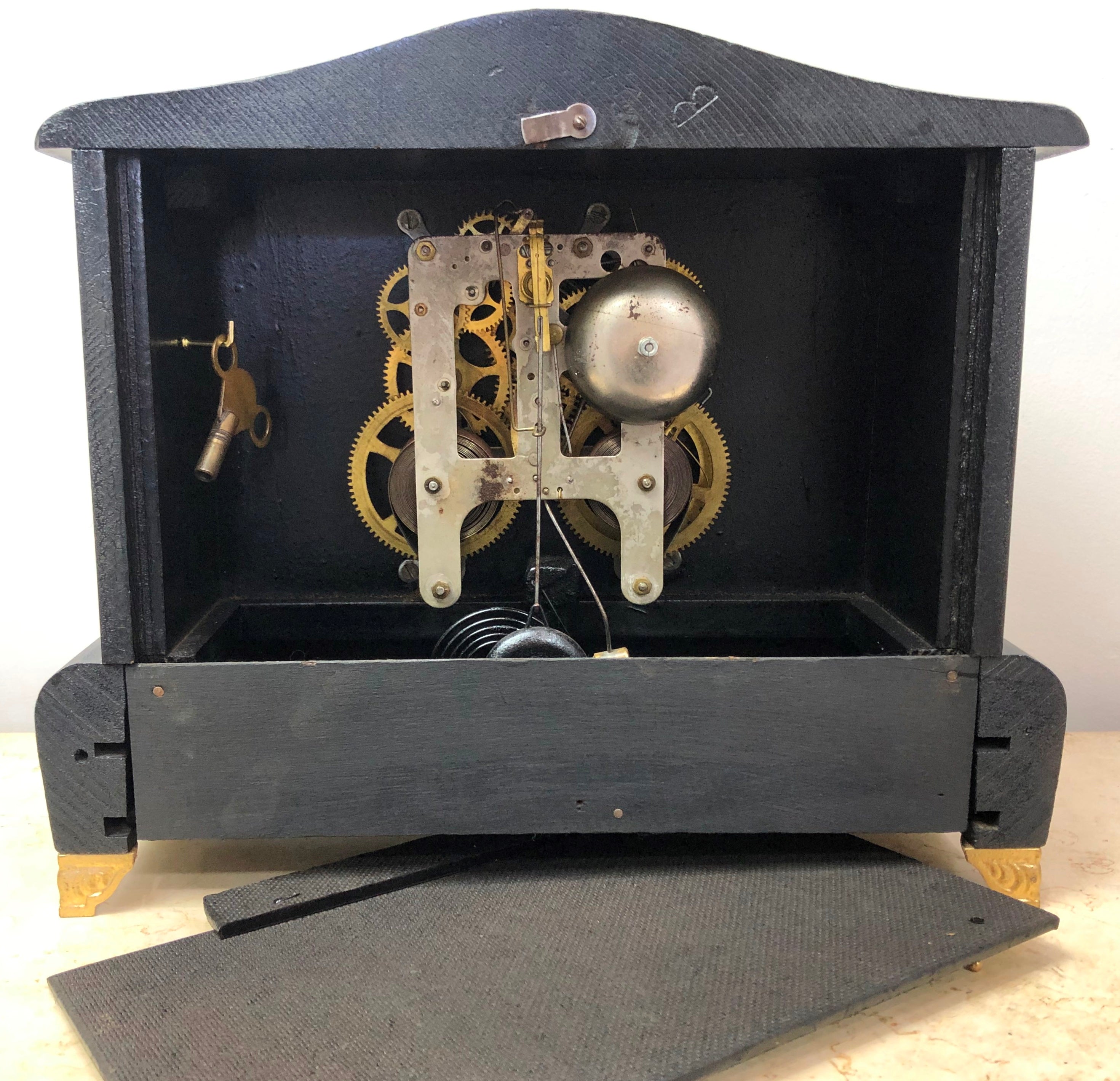 Antique Gilbert Bell & Hammer Chime Mantel Clock | eXibit collection