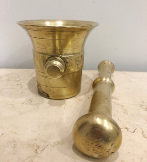 Antique SOLID BRASS Mortar and Pestle | eXibit collection