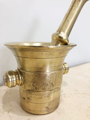 Antique SOLID BRASS Mortar and Pestle | eXibit collection