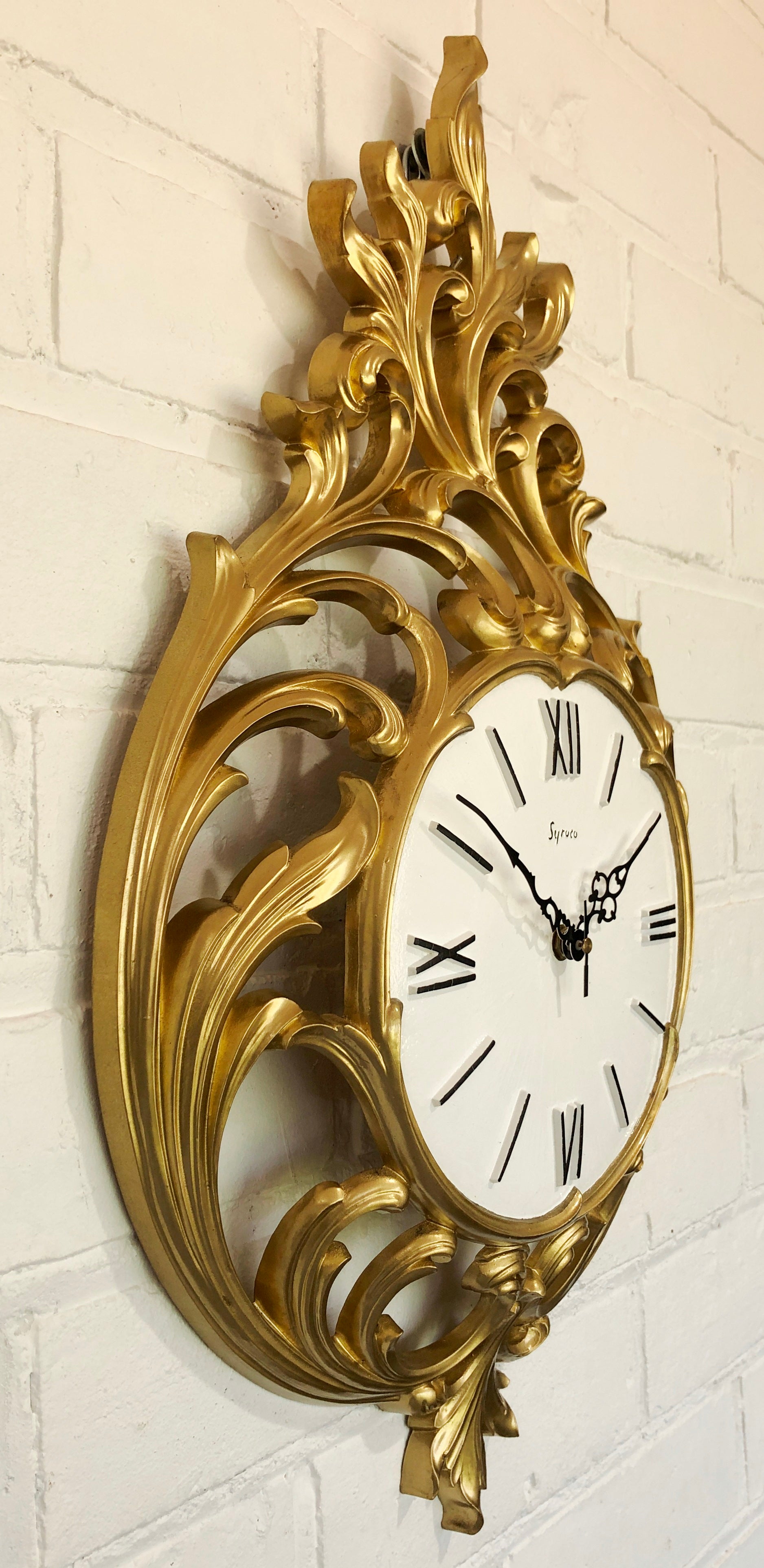 Vintage SYROCO Ornate Starburst Battery Wall Clock | eXibit collection
