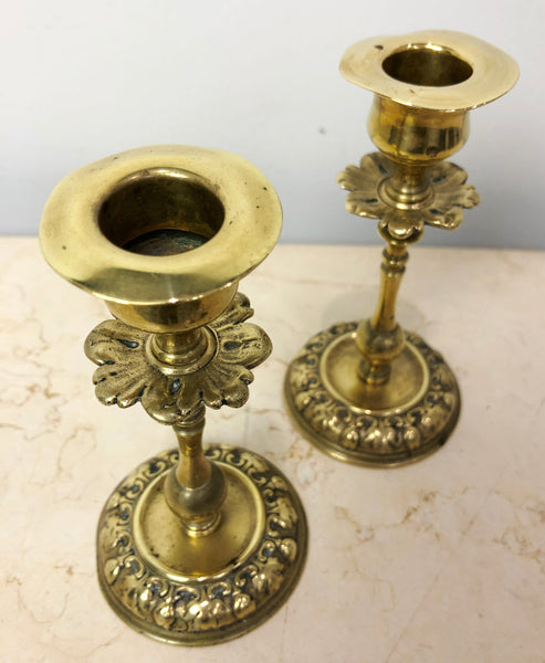 Vintage Pair SOLID Brass Ornate Candle Holders | eXibit collection