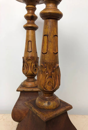 Vintage Ornate Hand Carved Wooden Candle Holder | eXibit collection