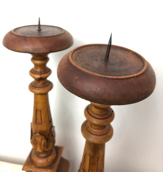 Vintage Ornate Hand Carved Wooden Candle Holder | eXibit collection