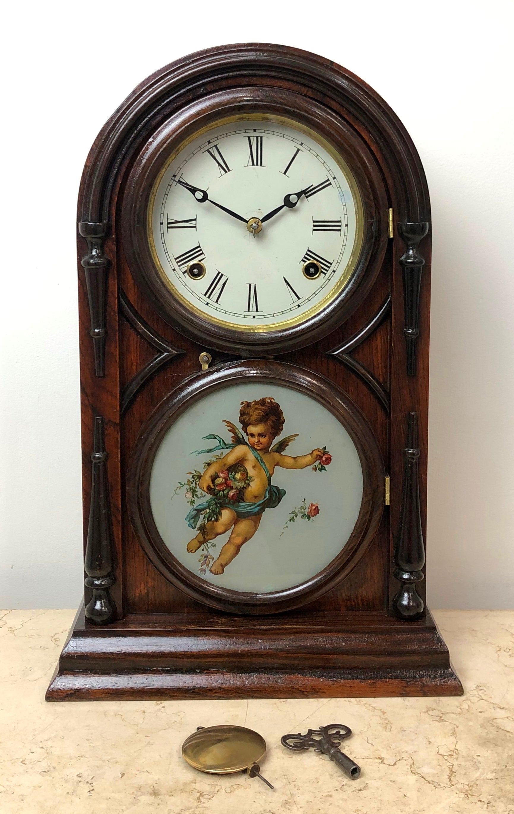Antique Atkins Hammer on Coil Chime Cathedral Mantel Clock | eXibit collection