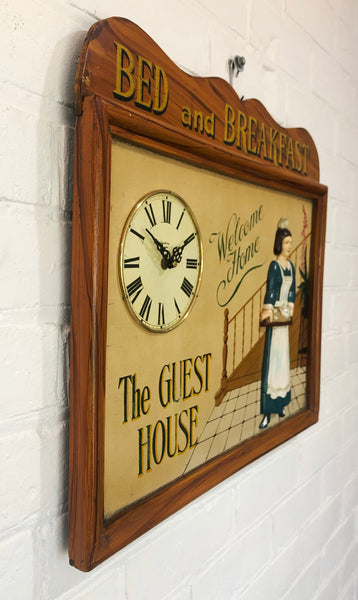 Vintage Bed and Breakfast Plaque London Battery Wall Clock | eXibit collection