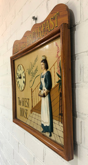Vintage Bed and Breakfast Plaque London Battery Wall Clock | eXibit collection
