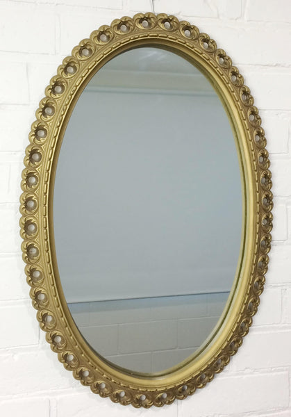 Original Vintage Ornate Gold Oval Mirror | eXibit collection