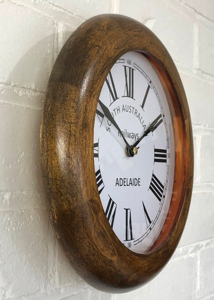 Vintage Style Adelaide Railway Station Battery Wall Clock | eXibit collection