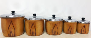 Vintage Set of 5x Retro Kitchen Canisters | eXibit collection