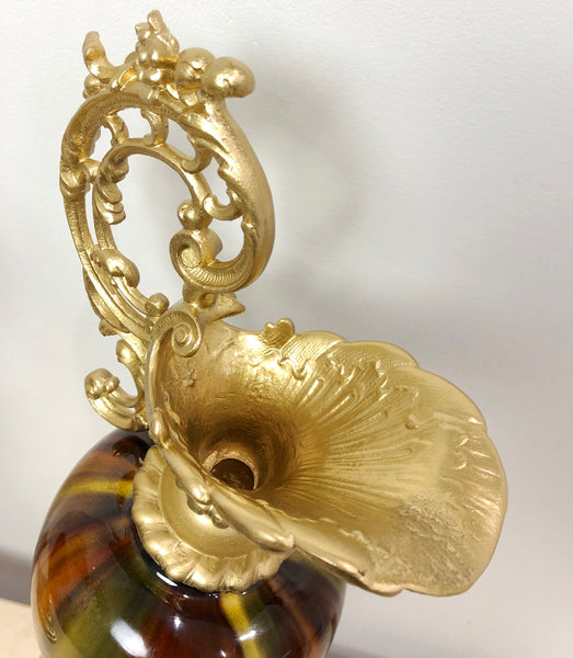 Vintage Ornate Brass Ewer Urn Garniture Set | eXibit collection