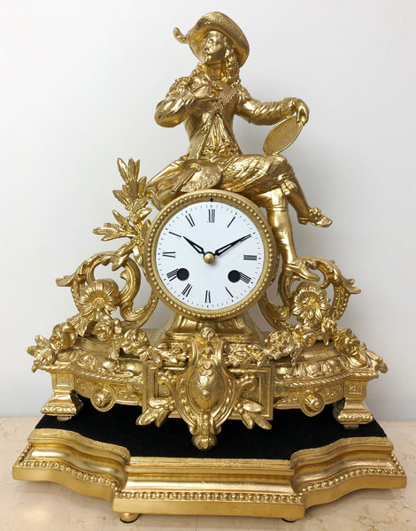 Antique Figural Spelter Mantel Clock | eXibit collection