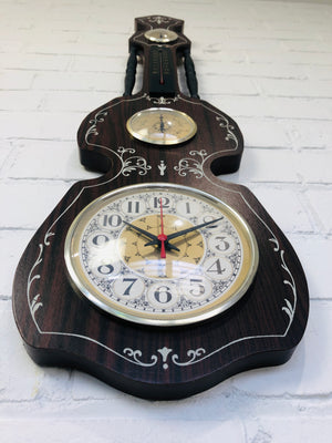 Vintage Banjo Style Wall Clock with Thermometer | eXibit collection