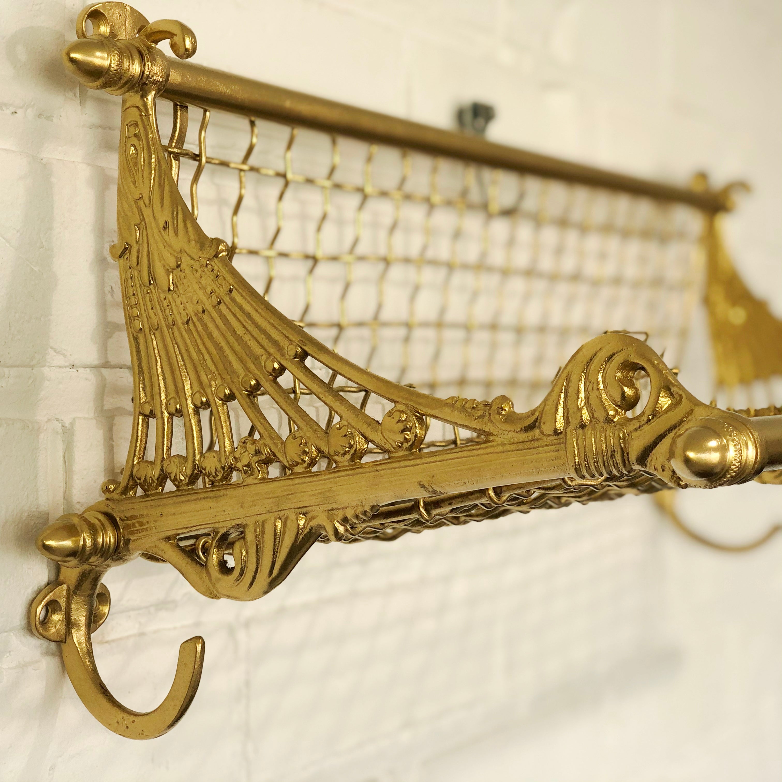 Vintage Brass Ornate Railway Luggage Rack | eXibit collection