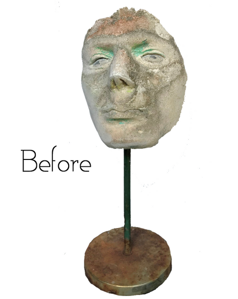 Restored White Mask Face Sculpture | eXibit collection
