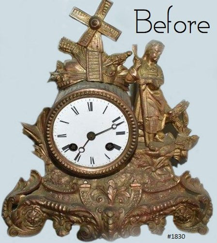 Antique Figural Spelter Quartz Battery Mantel Clock | eXibit collection
