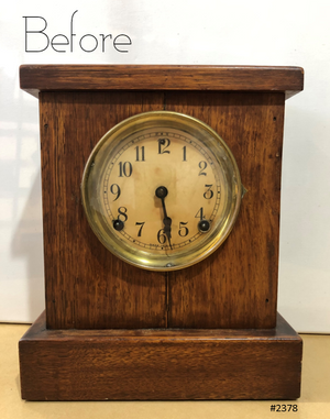 Antique Oak Sessions Bell & Hammer on Coil Chime Mantel Clock | eXibit collection
